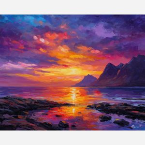 norway coast,rocky shore,oil painting,afremov style