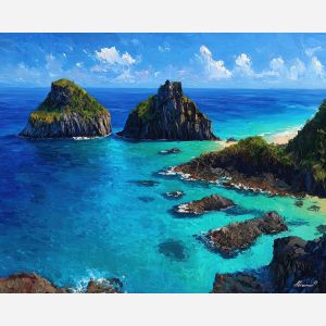 fernando de noronha,island brazil,oil painting,afremov style