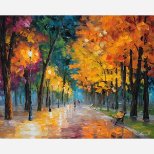 buenos aires park,autumn trees,oil painting,afremov style