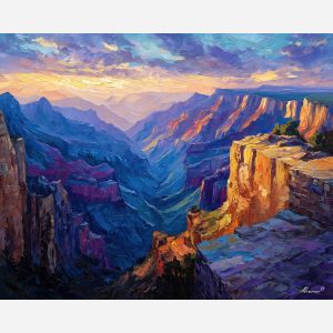 copper canyon, mexican landscape, oil painting, canyon cliffs, afremov style, warm tones