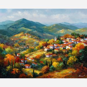 portugal autumn hills,seasonal landscape,oil painting,afremov style