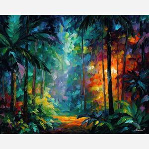 sumatra rainforest,indonesia jungle,oil painting,afremov style
