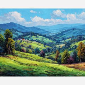 australian highlands,valley landscape,oil painting,afremov style
