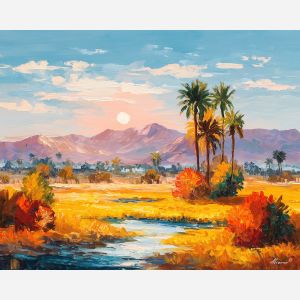 egypt desert light,seasonal landscape,oil painting,afremov style