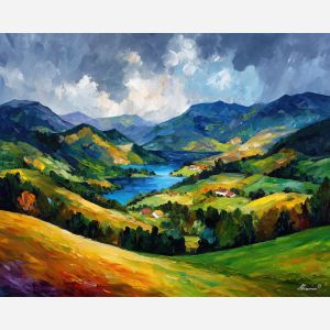 salzkammergut,austria landscape,oil painting,afremov style