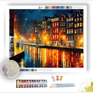 AMSTERDAM RAIN STREET - Paint by Numbers Full Kit