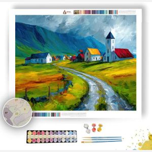 ICELANDIC VILLAGE ROAD - Paint by Numbers Full Kit