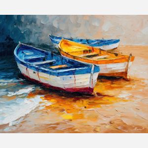 portugal fishing boats,coastal life,oil painting,afremov style