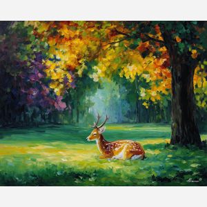 nara deer,japan wildlife,oil painting,afremov style