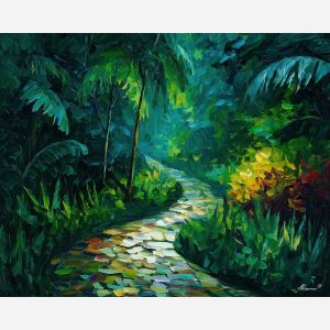 bali jungle path,oil painting,afremov style