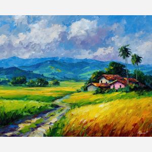 costa rica countryside,farmland,oil painting,afremov style