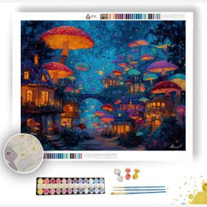 TWILIGHT MUSHROOM TOWN - Paint by Numbers Full Kit