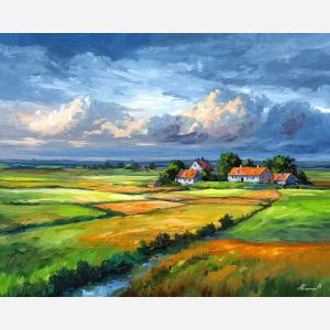 denmark countryside,farmland,oil painting,afremov style