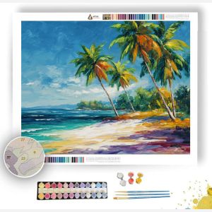 CARIBBEAN SHORE PALMS - Paint by Numbers Full Kit