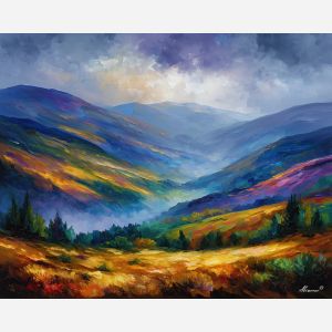 wicklow mountains,ireland mist,oil painting,afremov style