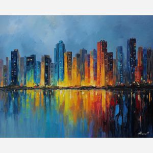 sao paulo skyline,brazil city,oil painting,afremov style
