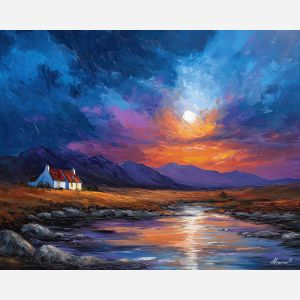 norway highlands,open landscape,oil painting,afremov style