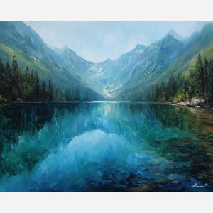 nelson lakes,new zealand lake,oil painting,alpine scenery,afremov style