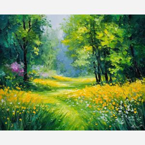 argentina spring meadow,green fields,oil painting,afremov style