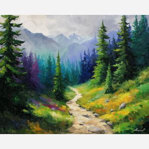 whistler mountains,canada trail,oil painting,afremov style