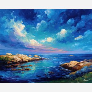 danish island shore,coastal landscape,oil painting,afremov style