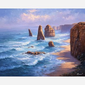 twelve apostles,victoria coast,oil painting,afremov style