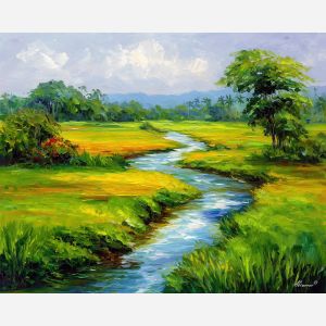 brazil river,countryside landscape,oil painting,afremov style