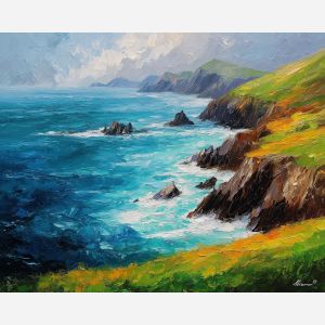 dingle peninsula,ireland coast,oil painting,afremov style