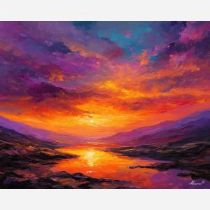 fantasy horizon,magical landscape,oil painting,afremov style