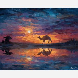 fantasy camel,desert spirit,oil painting,afremov style