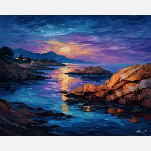 vis island,rocky coast,oil painting,afremov style