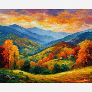indonesia hills,seasonal landscape,oil painting,afremov style