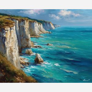 brac island,white cliffs,oil painting,afremov style