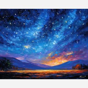 fantasy fields,starlight landscape,oil painting,afremov style