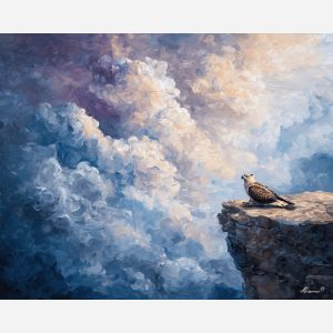 griffin fantasy,cliff landscape,oil painting,afremov style