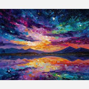 fractured sky,fantasy world,oil painting,afremov style