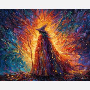 shaman fantasy,ember glow,oil painting,afremov style