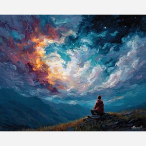 seer fantasy,cloud magic,oil painting,afremov style