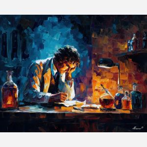 alchemist fantasy,twilight magic,oil painting,afremov style