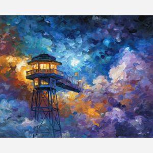 fantasy observatory city,oil painting,afremov style