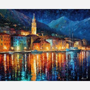 crystal city,magical harbor,fantasy architecture,oil painting,afremov style