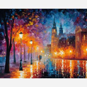 fantasy city pathways,star light,oil painting,afremov style