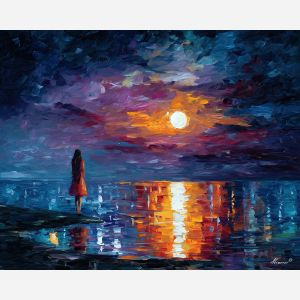 seer fantasy,moonlit water,oil painting,afremov style