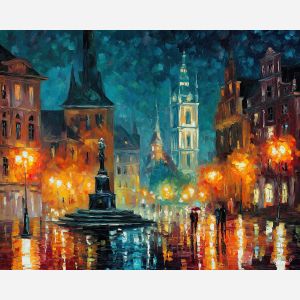 magic market,fantasy city square,oil painting,afremov style