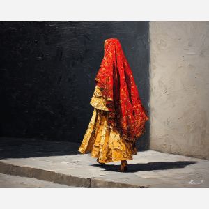 veiled, muted, shadow, palette knife, oil painting, impasto, thick pigment, layered surface, scraped paint, textured strokes, expressive surface, material depth, hand painted, visual balance, atmospheric, color interaction, paint ridges, manual technique