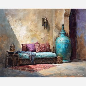 still, corner, palette knife, oil painting, impasto, thick pigment, layered surface, scraped paint, textured strokes, expressive surface, material depth, hand painted, visual balance, atmospheric, color interaction, paint ridges, manual technique