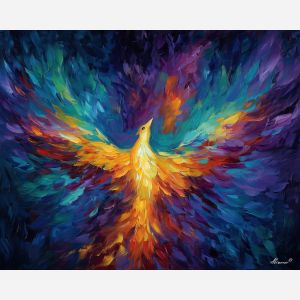 light elemental phoenix,fantasy bird,oil painting,afremov style