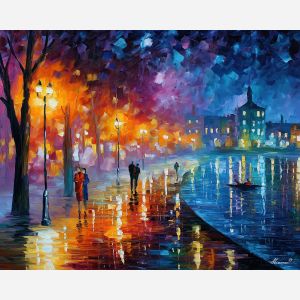 fantasy city pathways,star light,oil painting,afremov style