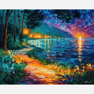 underwater path,magical currents,oil painting,afremov style