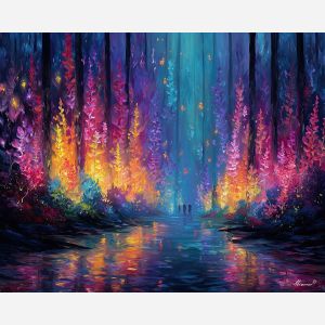 bioluminescent sea plants,magical underwater forest,oil painting,afremov style